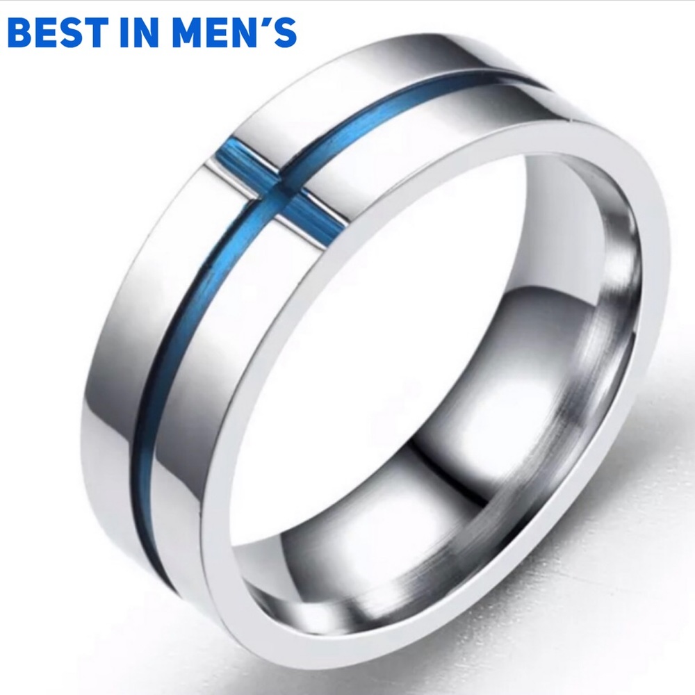 6MM Engraved Men’s Stainless Steel Wedding Band - Picture 2 of 6